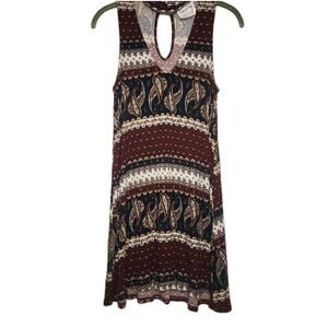 Sadie & Sage Anthropologie Women's Dress Size Sm Paisley Boho V-neck Collar Mini